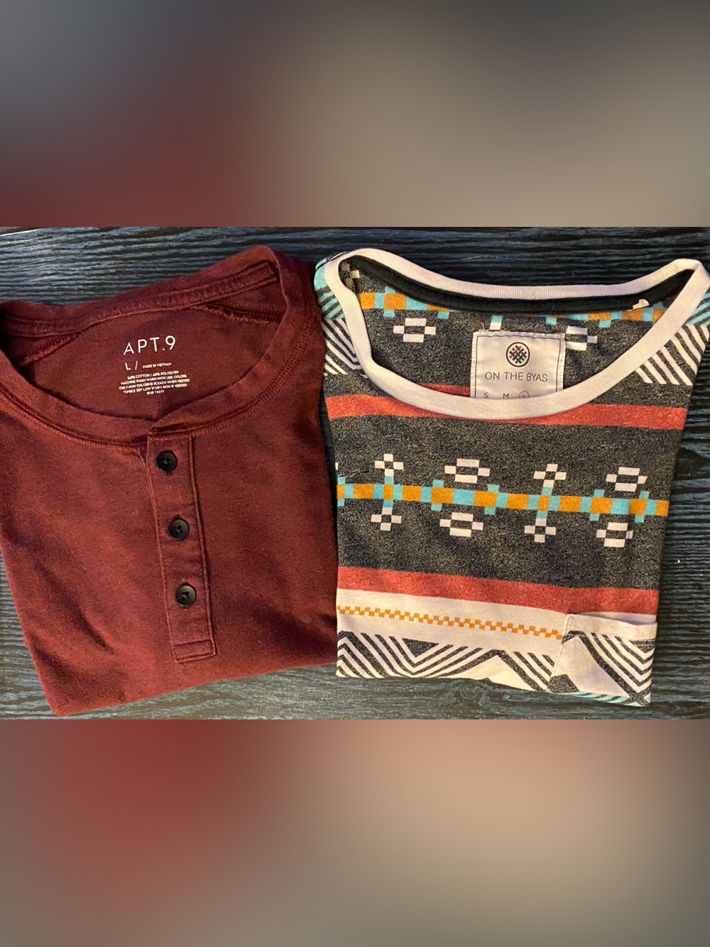 Apt 9 Short Sleeve Quarter Button Tee Shirt & On The Bay Short Sleeve Tee Shirt